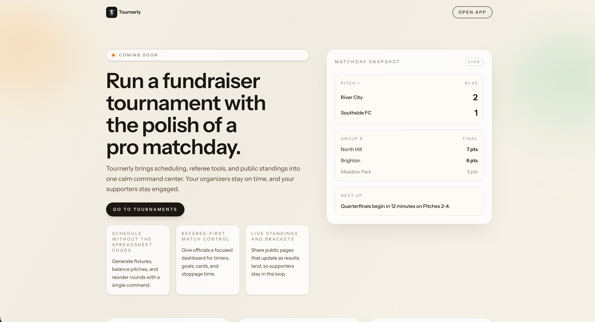 Tournerly tournament management app